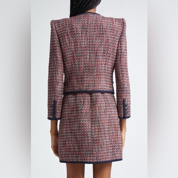 NWT Veronica Beard Ceres Metallic Cotton Blend Tweed Jacket in Size 12 Red /Navy - Picture 4 of 16